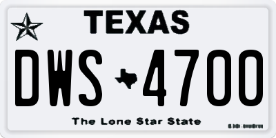 TX license plate DWS4700