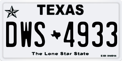 TX license plate DWS4933