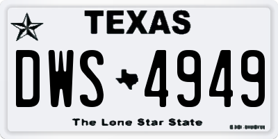 TX license plate DWS4949