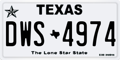TX license plate DWS4974