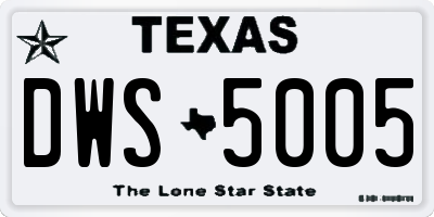 TX license plate DWS5005
