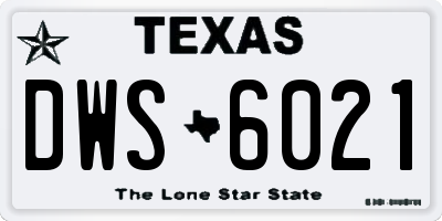 TX license plate DWS6021