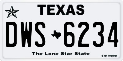 TX license plate DWS6234