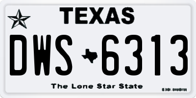 TX license plate DWS6313