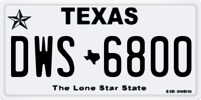 TX license plate DWS6800