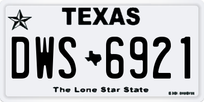 TX license plate DWS6921