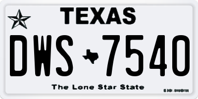 TX license plate DWS7540