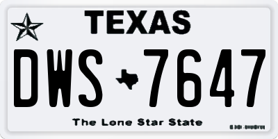 TX license plate DWS7647