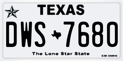 TX license plate DWS7680