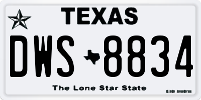 TX license plate DWS8834