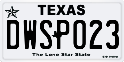 TX license plate DWSPO23