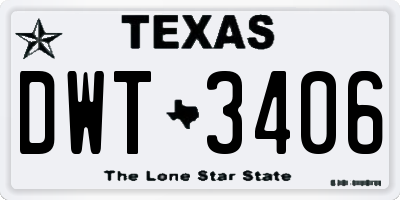 TX license plate DWT3406