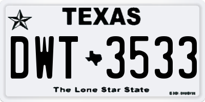 TX license plate DWT3533