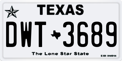 TX license plate DWT3689