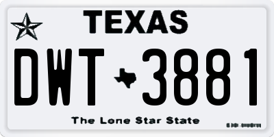 TX license plate DWT3881