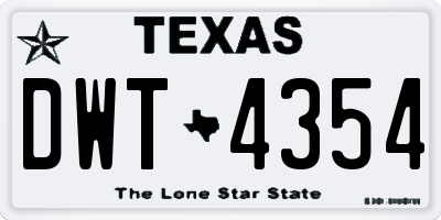 TX license plate DWT4354