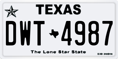 TX license plate DWT4987