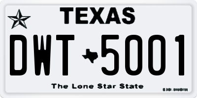 TX license plate DWT5001