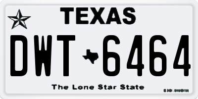 TX license plate DWT6464