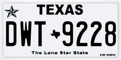 TX license plate DWT9228