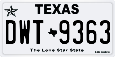 TX license plate DWT9363