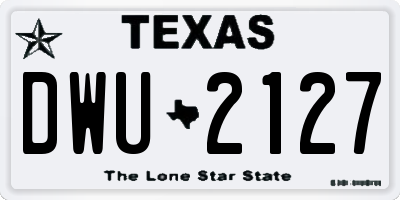 TX license plate DWU2127