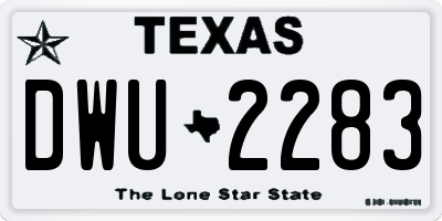 TX license plate DWU2283