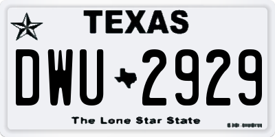TX license plate DWU2929