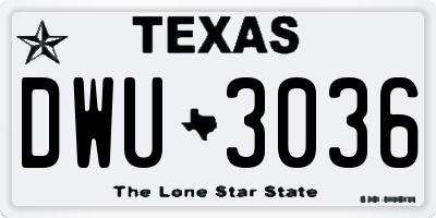 TX license plate DWU3036