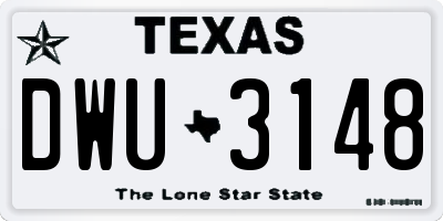 TX license plate DWU3148