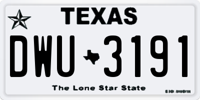 TX license plate DWU3191