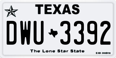 TX license plate DWU3392