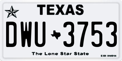 TX license plate DWU3753