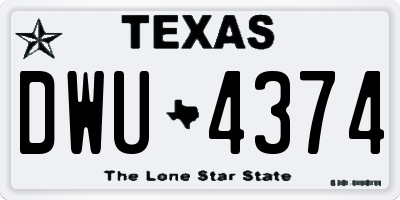 TX license plate DWU4374