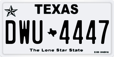 TX license plate DWU4447