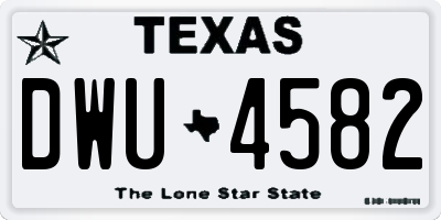 TX license plate DWU4582
