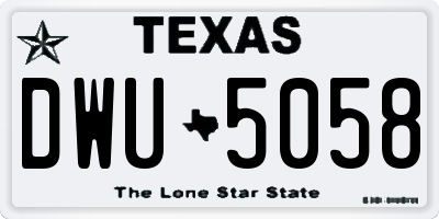 TX license plate DWU5058