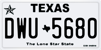TX license plate DWU5680