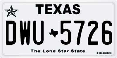 TX license plate DWU5726