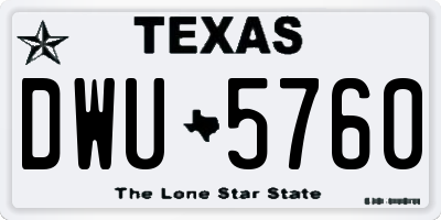 TX license plate DWU5760