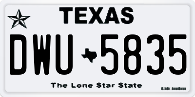 TX license plate DWU5835