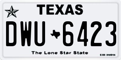 TX license plate DWU6423