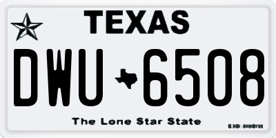 TX license plate DWU6508