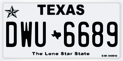 TX license plate DWU6689