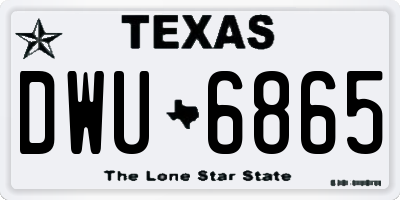TX license plate DWU6865