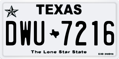 TX license plate DWU7216