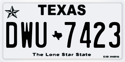 TX license plate DWU7423