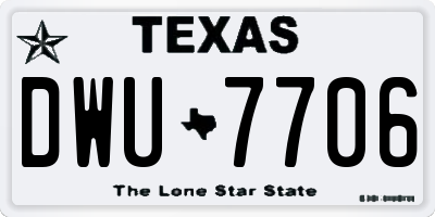 TX license plate DWU7706
