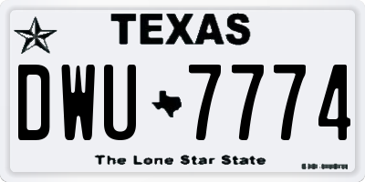TX license plate DWU7774