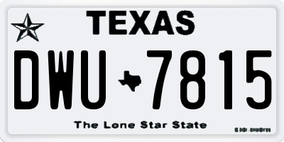 TX license plate DWU7815